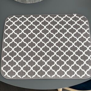 Gray and White Patterned Dish Drying Mat - Reversible